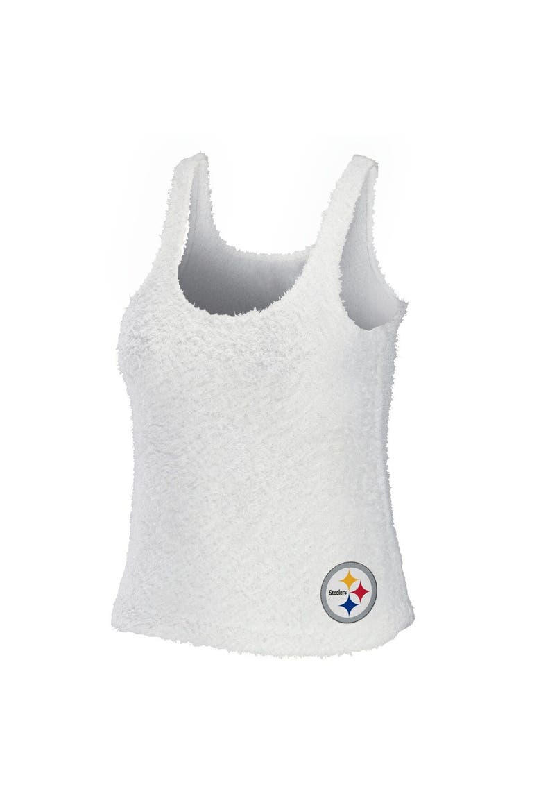 Women's WEAR by Erin Andrews Cream Pittsburgh Steelers Cozy Scoop Neck Tank Top & Pants Sleep Set, Alternate, color, Cream