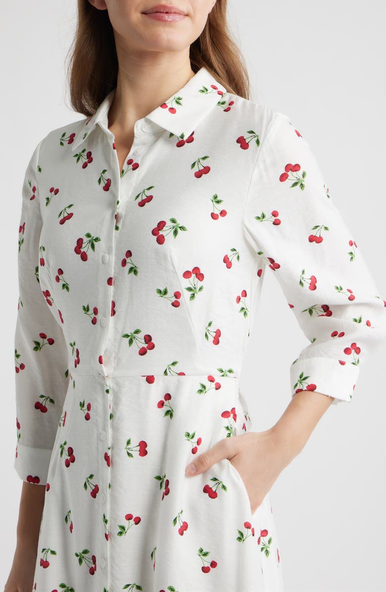Sam Edelman Long Sleeve Cherry Print Shirtdress, Alternate, color, Cherry