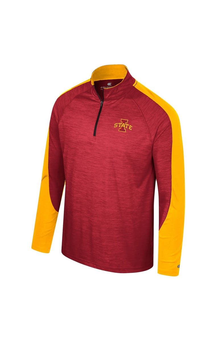 COLOSSEUM Men's Colosseum Cardinal Iowa State Cyclones Langmore Raglan Quarter-Zip Top, Alternate, color, 