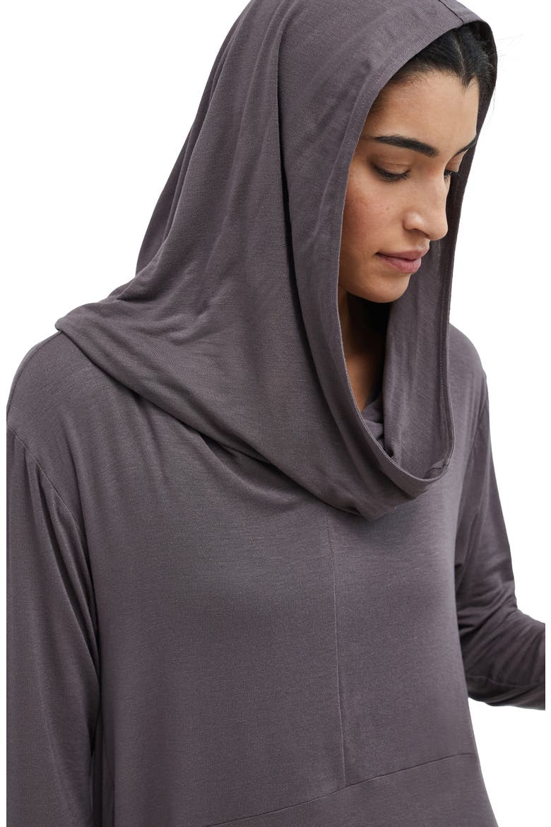 Oslo Semisheer Hooded Long Sleeve High-Low Jersey Tunic, Alternate, color, ANTHRACITE
