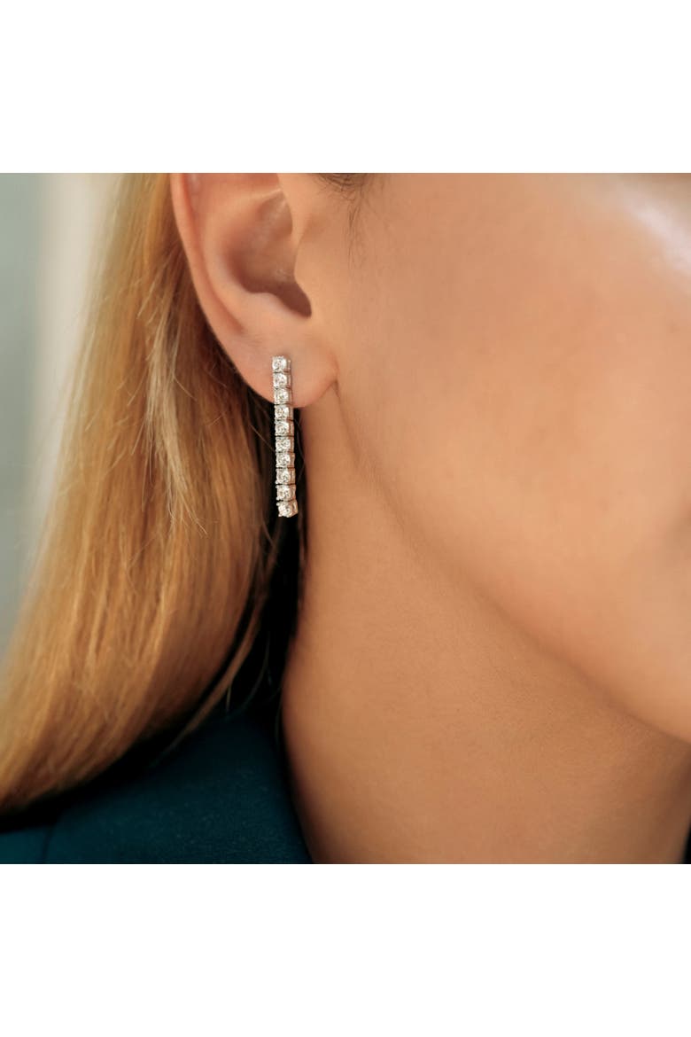 Sterling Silver Long Tennis Earring - Pair, Alternate, color, Silver