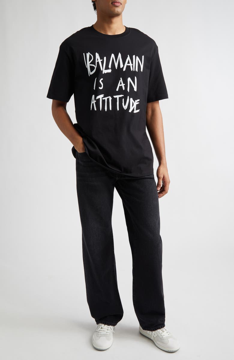 Balmain Attitude Graphic T-Shirt, Alternate, color, Eab Blk/ White
