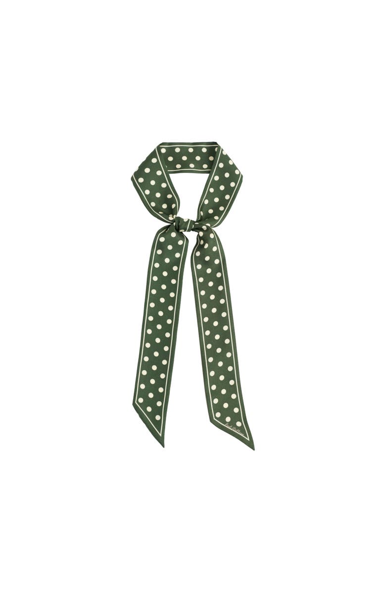 Lost Pattern "Retro Polka" Silk Skinny Scarf, Main, color, Dark Green