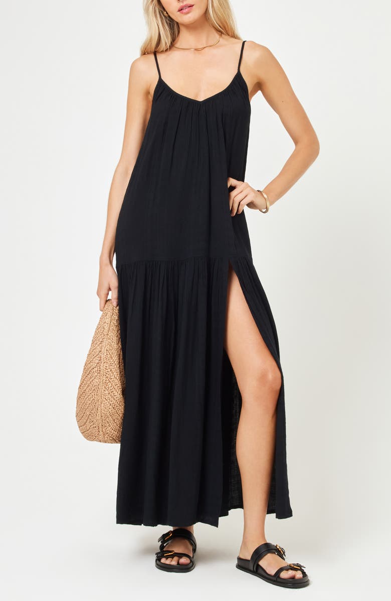 LSPACE Malibu Cover-Up Maxi Dress, Main, color, Black