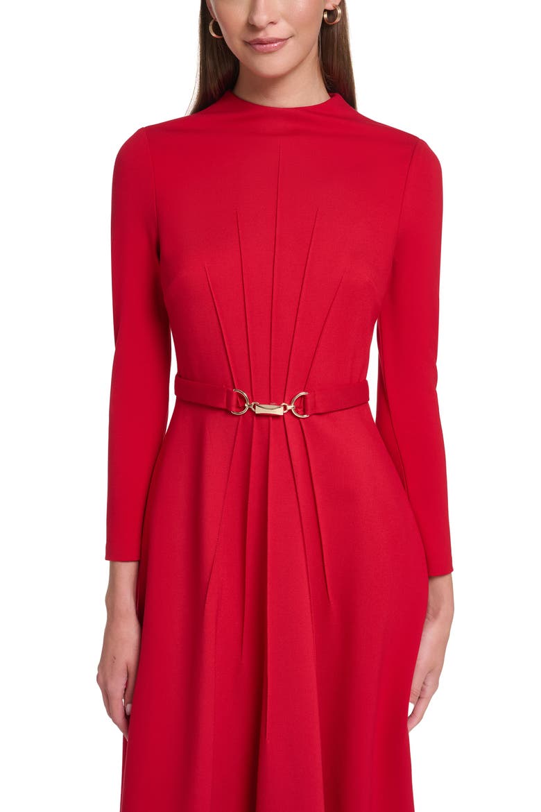 Long Sleeve Knit Midi Dress with Hardware, Alternate, color, Lava