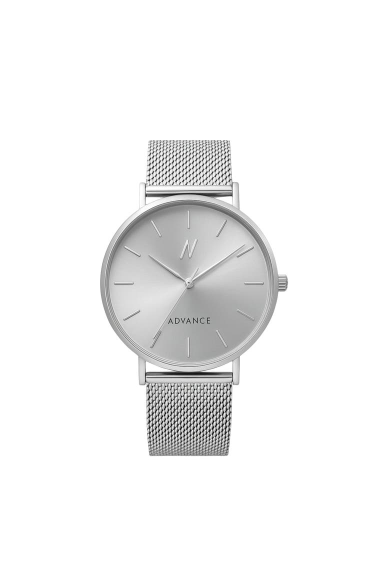 Advance Hushed Silver Mesh Bracelet Quartz Watch, 36MM, Main, color, Hushed Silver