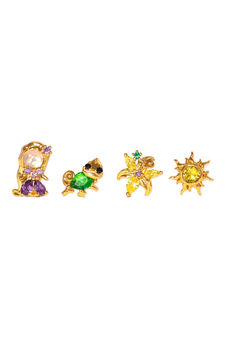Disney Princess Tangled Stud Earrings Set, Main, color, GOLD