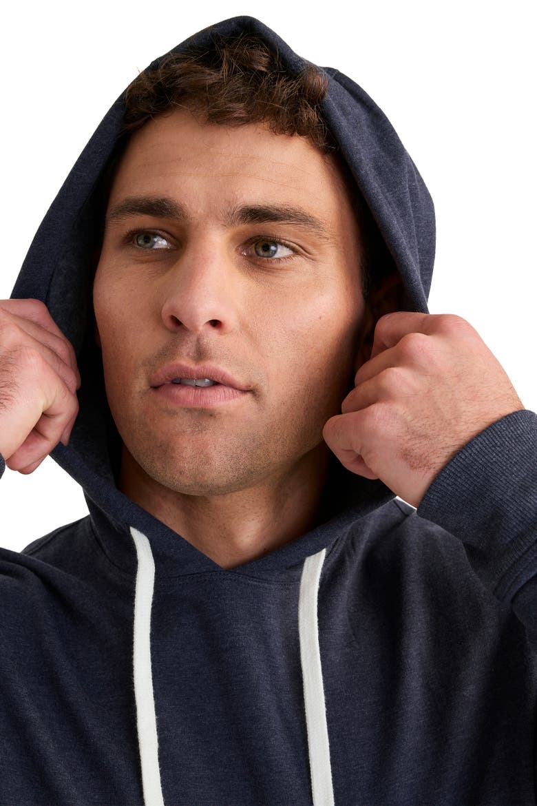 Mens Lightweight Cotton Blend Fleece Hoodie, Alternate, color, True Navy Heather