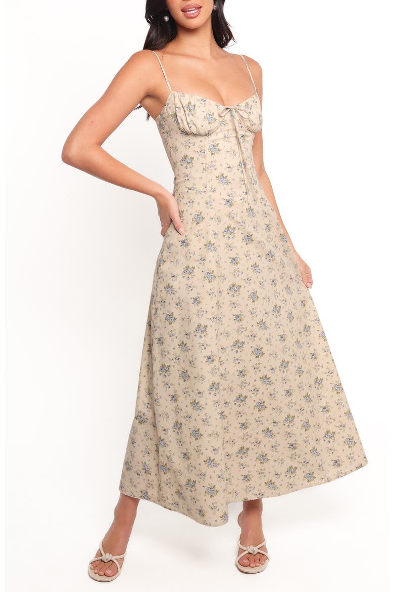Tiarna Lace Up Back Sleeveless Maxi Dress, Main, color, BLUE FLORAL