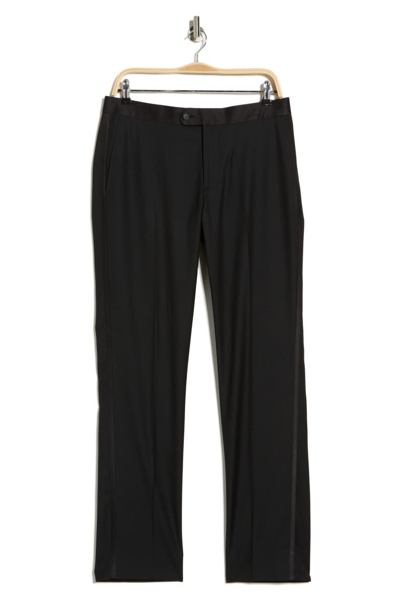 Trim Fit Tuxedo Pants, Alternate, color, BLACK ROCK