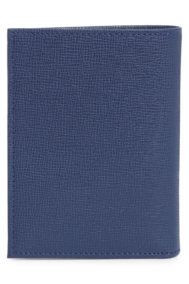 Parisis Bifold Leather Card Wallet, Alternate, color, NAVY/ORANGE