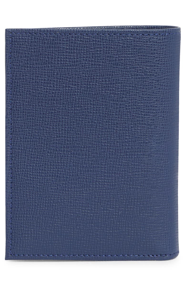 Longchamp Parisis Bifold Leather Card Wallet, Alternate, color, Navy/Orange