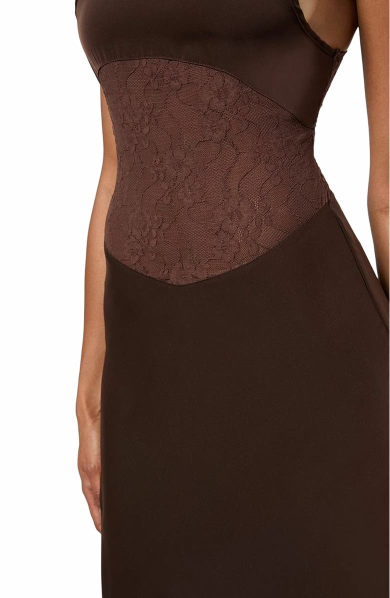 WeWoreWhat Lace Slip Maxi Dress, Alternate, color, Brown