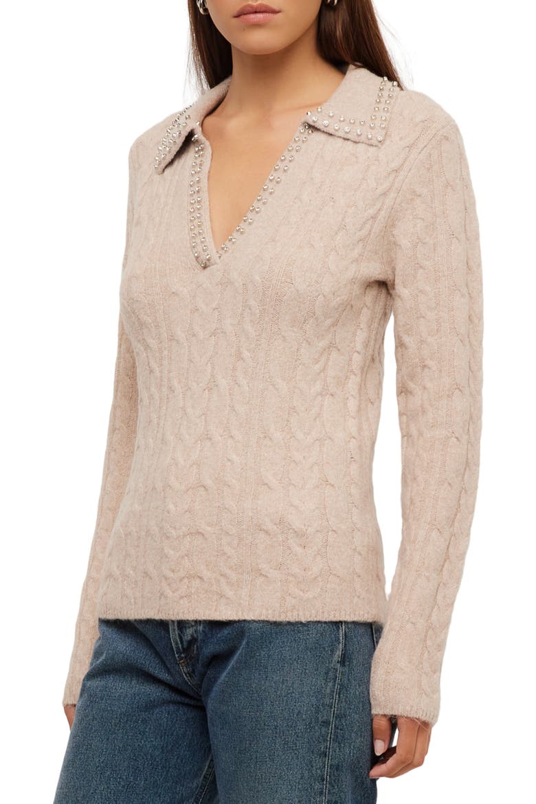 Estelle Cable Knit Sweater, Alternate, color, WHEAT