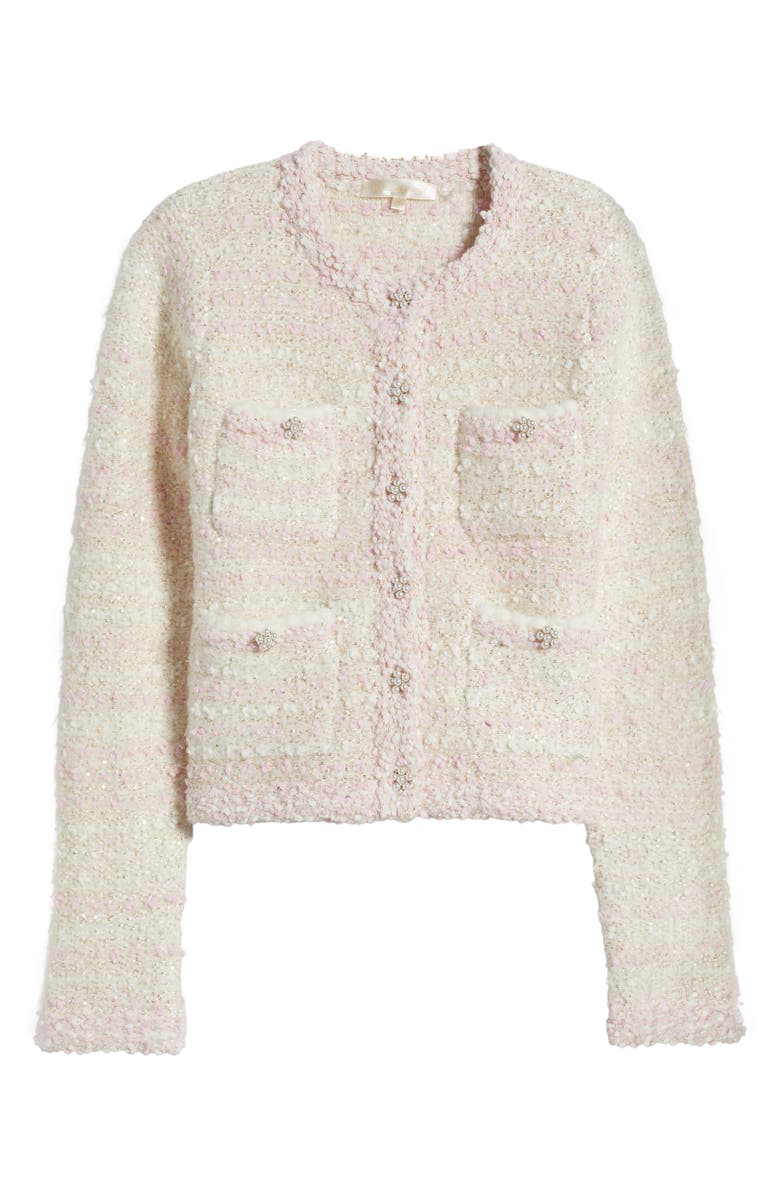 LoveShackFancy Blanca Tweed Cardigan, Main, color,