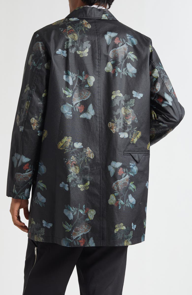 Undercover Floral Water Resistant Oiled Cotton Coat, Alternate, color, Black Base