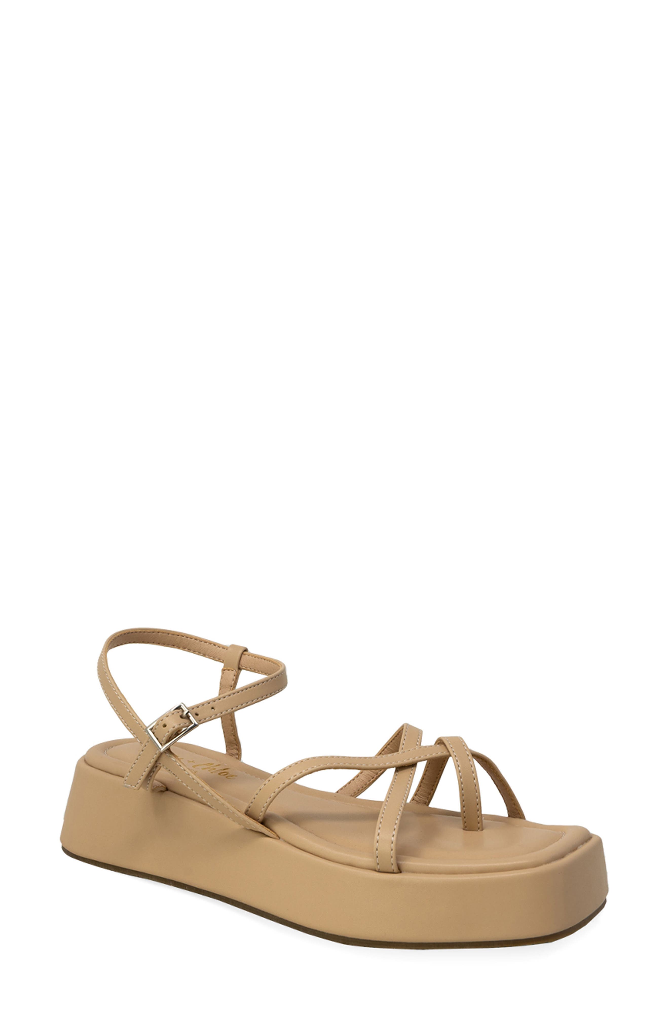 CHASE AND CHLOE Olsen Strappy Flatform Sandal, Main, color, Beige