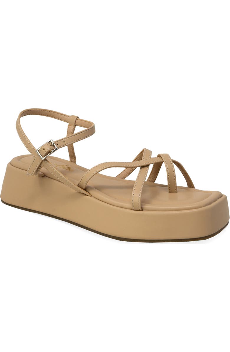 CHASE AND CHLOE Olsen Strappy Flatform Sandal, Main, color, Beige