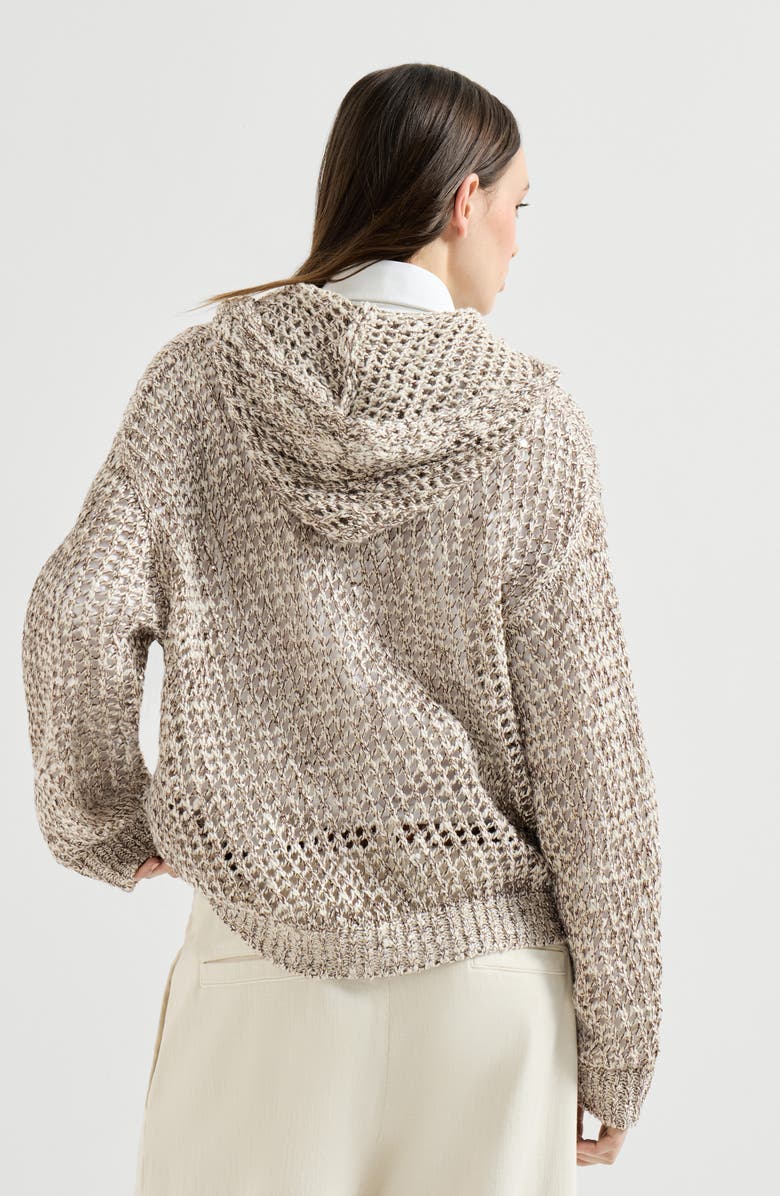 Brunello Cucinelli Dazzling chiné net cardigan, Alternate, color, Rope
