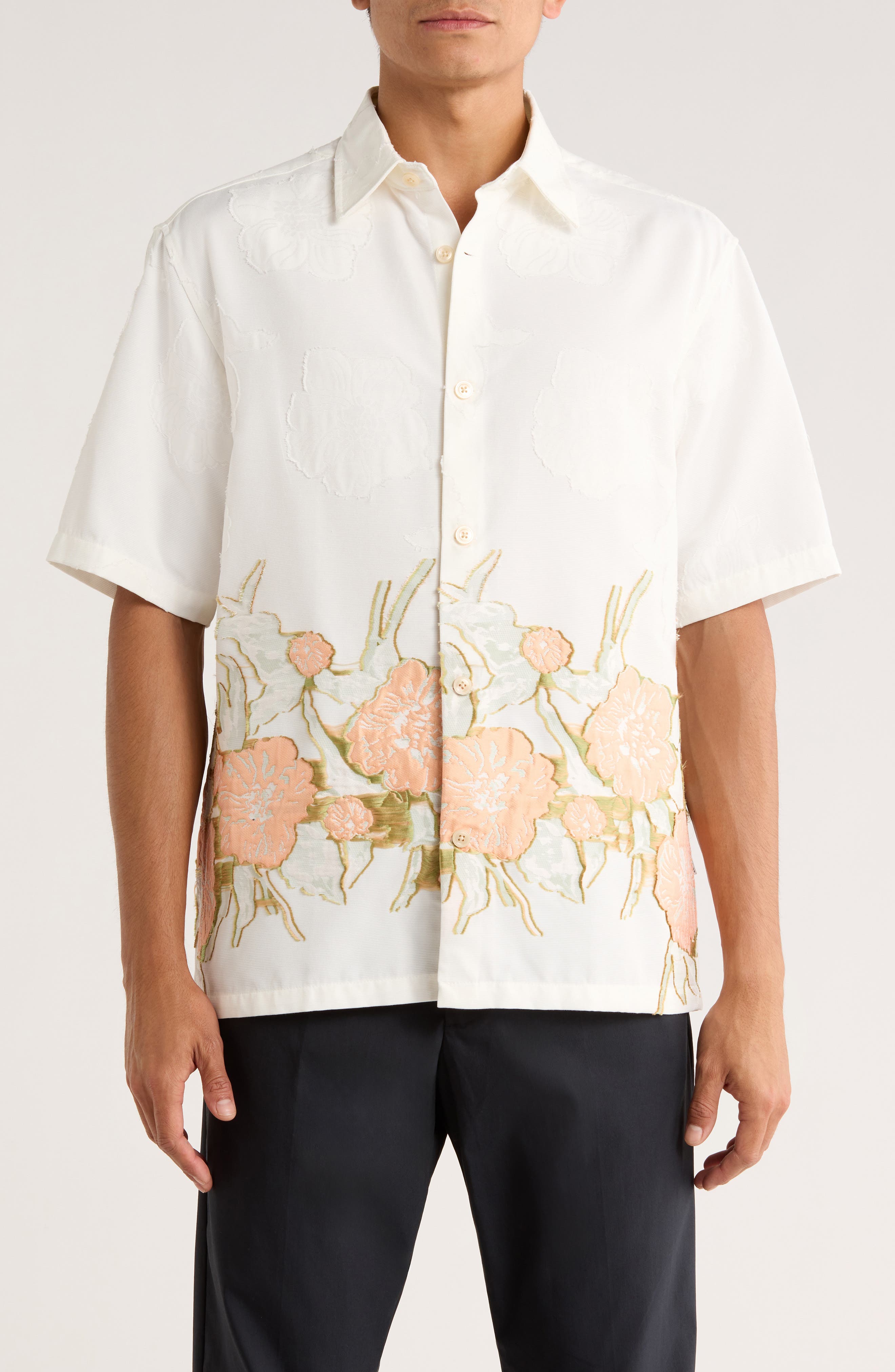 NN07 Freddy Jacquard Short Sleeve Button-Up Shirt