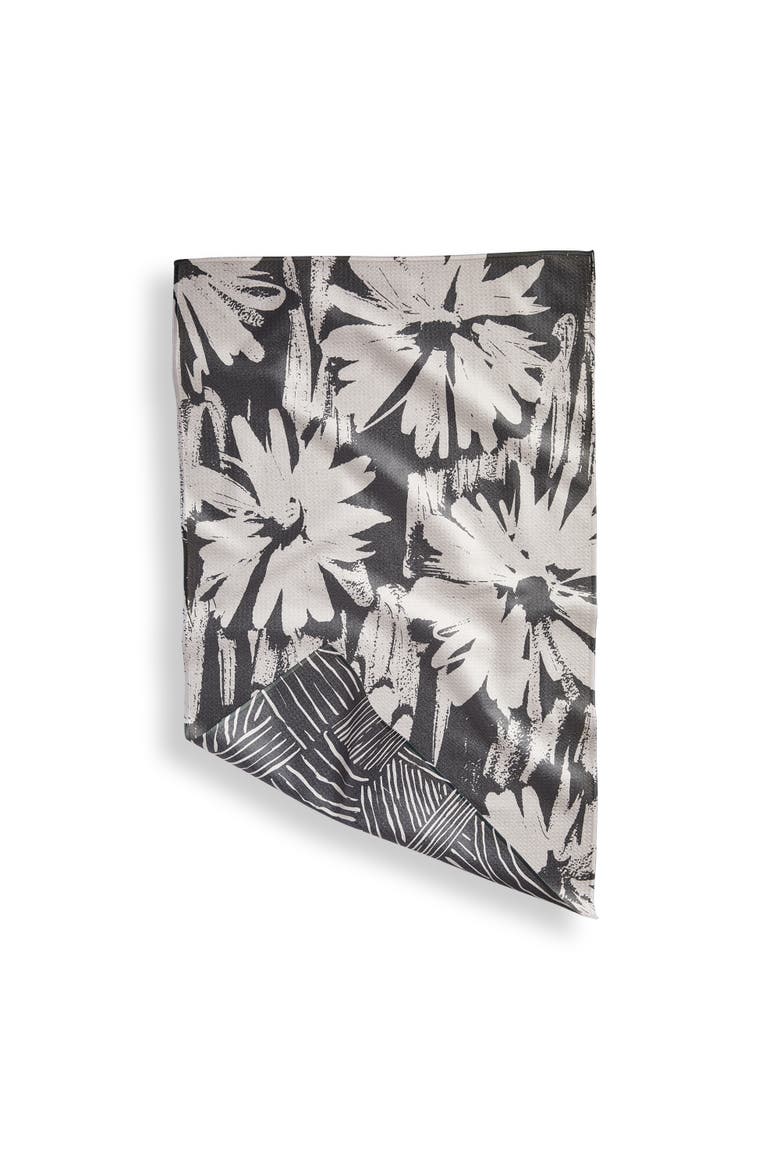 Super Absorbent Kitchen Towel Abstract Floral Black Multi Dishtowel 18 x 30 in Recycled Polyester, Alternate, color, Black