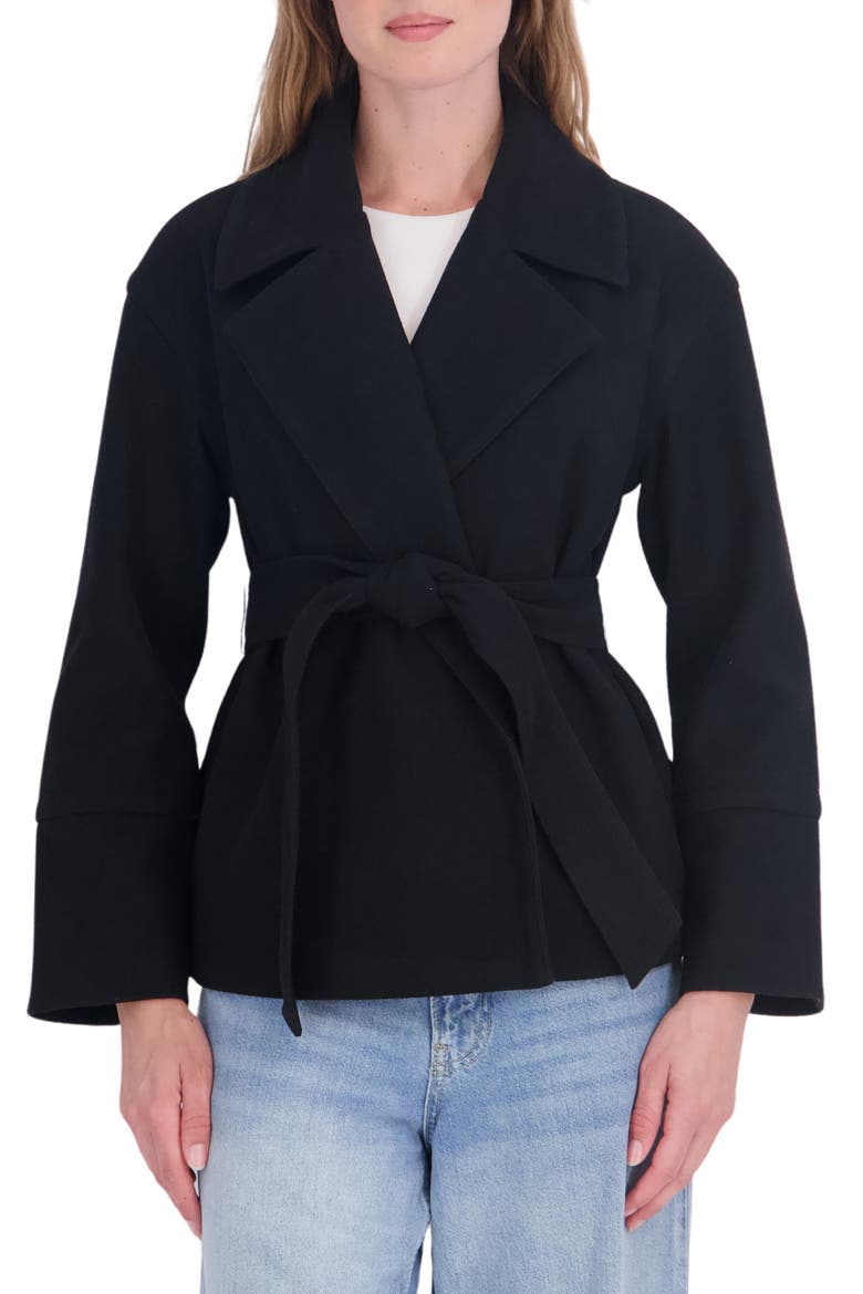 Short Wrap Coat, Main, color, BLACK