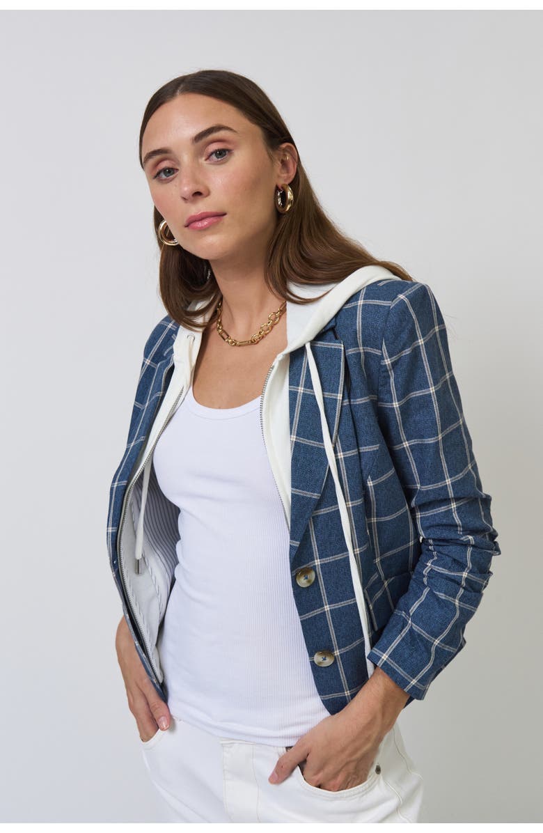 Central Park West Nevada Windowpane Dickey Jacket, Main, color, Navy