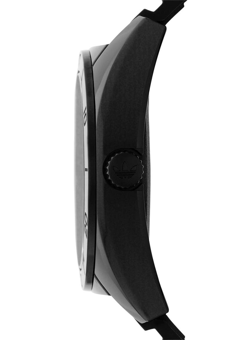 'Santiago' Polyurethane Strap Watch, 42mm, Alternate, color, BLACK/ WHITE
