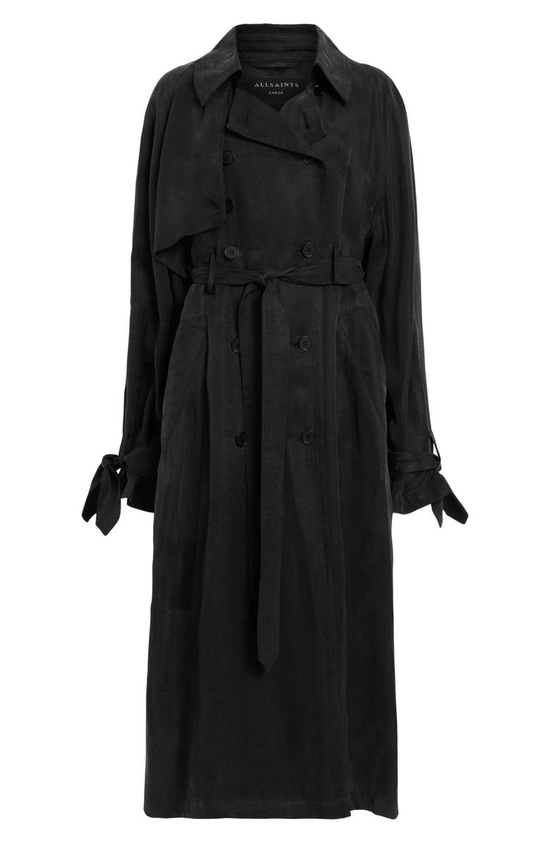 AllSaints Kikki Trench Coat, Alternate, color, Black