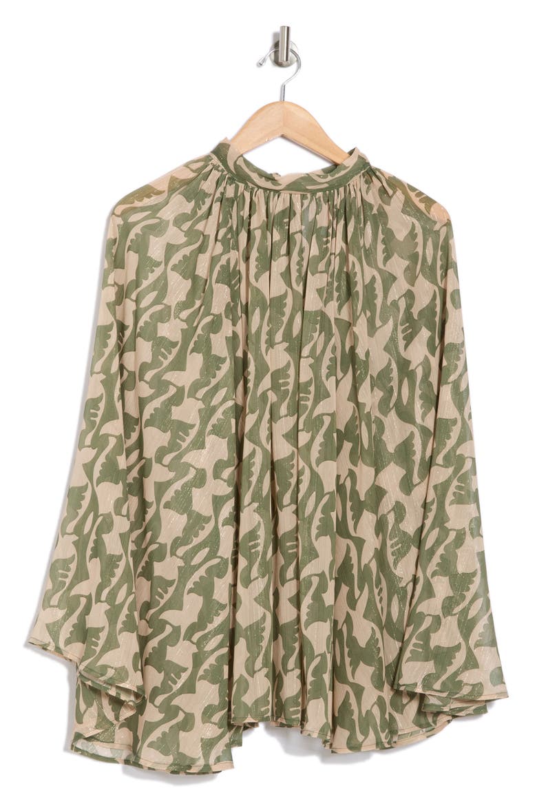 Bell Sleeve Mesh Top, Alternate, color, GREEN