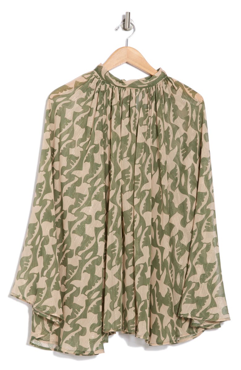 Renee C Bell Sleeve Mesh Top, Alternate, color, Green