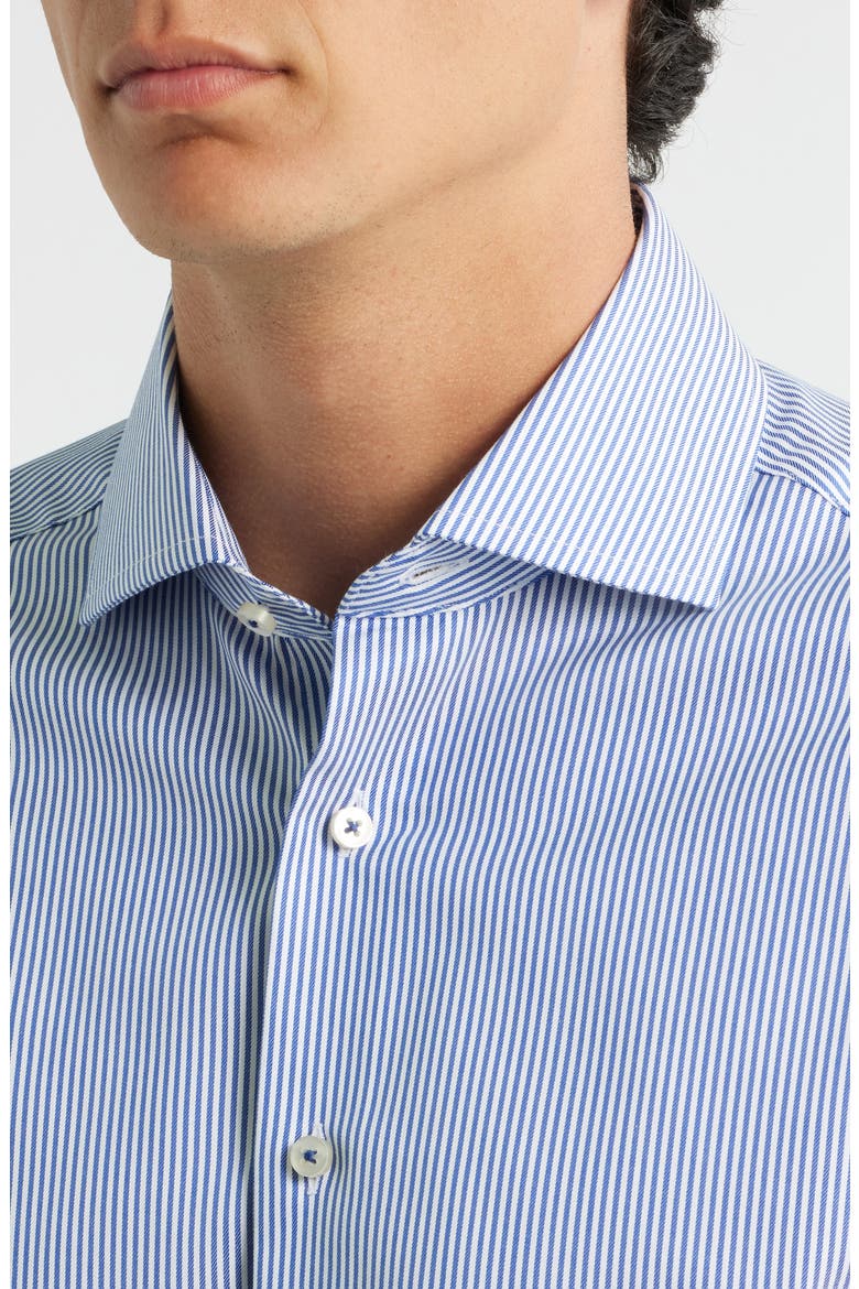 Banker Stripe Non-Iron Cotton Twill Dress Shirt, Alternate, color, BLUE