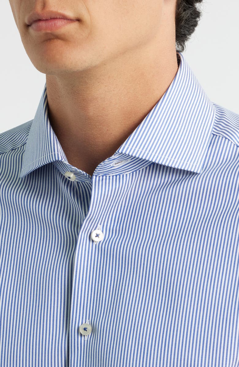 1863 by Eterna Banker Stripe Non-Iron Cotton Twill Dress Shirt, Alternate, color, Blue