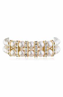 JARDIN Faux Pearl & Crystal Double Strand Bracelet