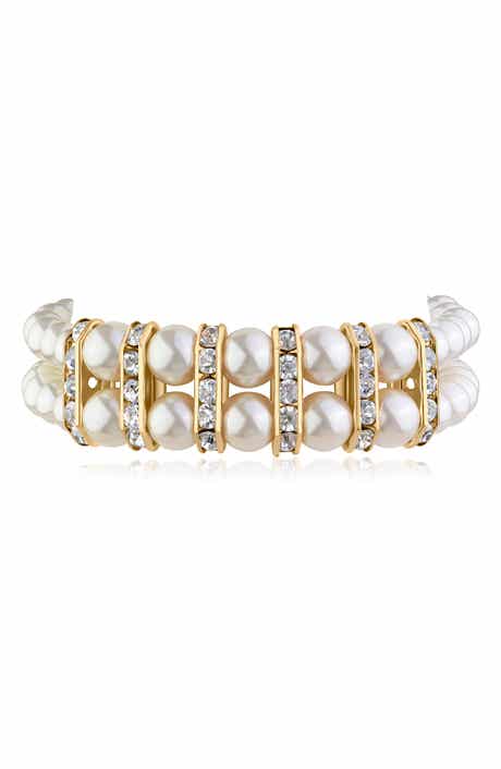 JARDIN Faux Pearl & Crystal Double Strand Bracelet