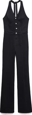 MANGO Denim Halter Jumpsuit