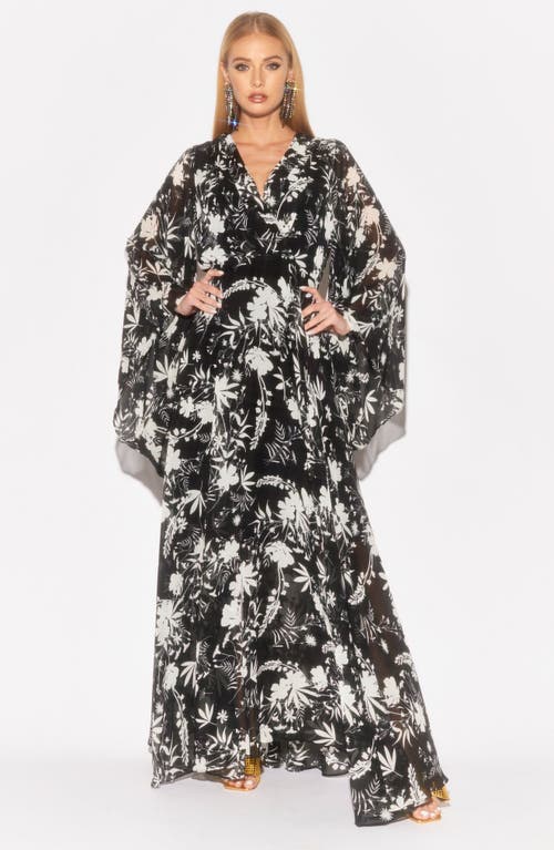 Meghan La Sunset Long Sleeve Maxi Dress In Black