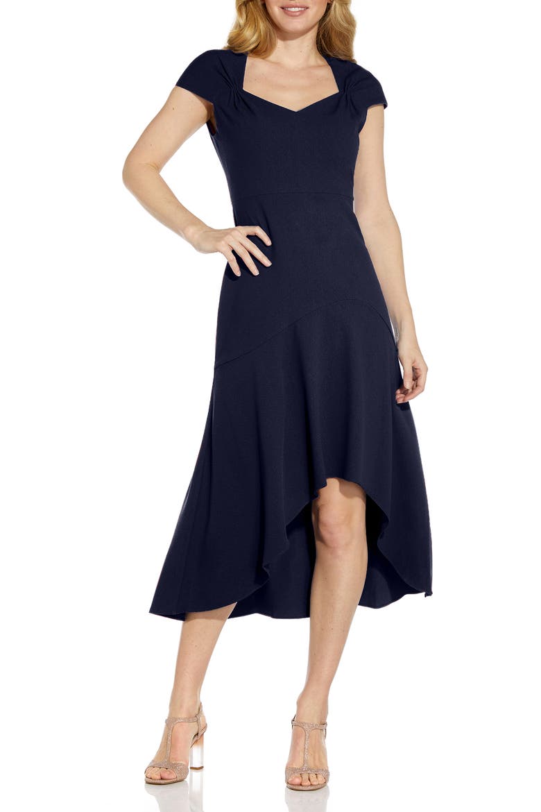 Divine Crepe Midi Cocktail Dress, Main, color, MIDNIGHT