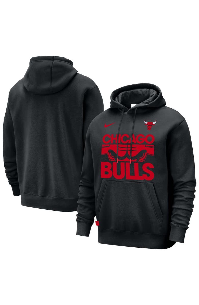Nike Men's Nike Black Chicago Bulls Courtside Club Pullover Hoodie, Main, color, Black