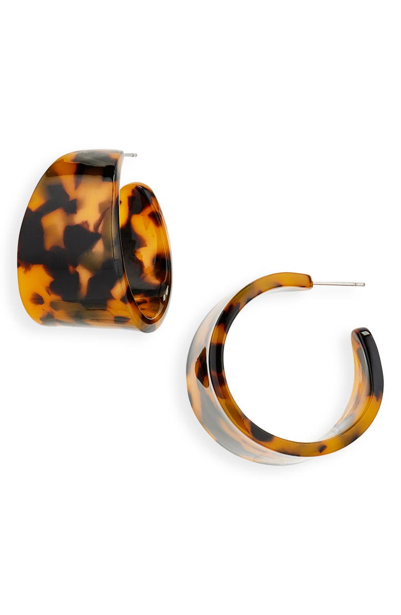 Shashi Alice Tortoiseshell Hoop Earrings, Main, color, 