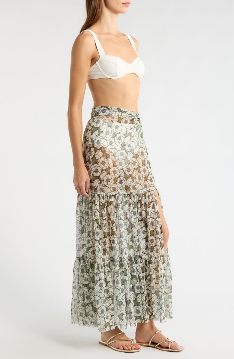 Hutch Sheer Cover-Up Maxi Skirt, Alternate, color, Black Poppies