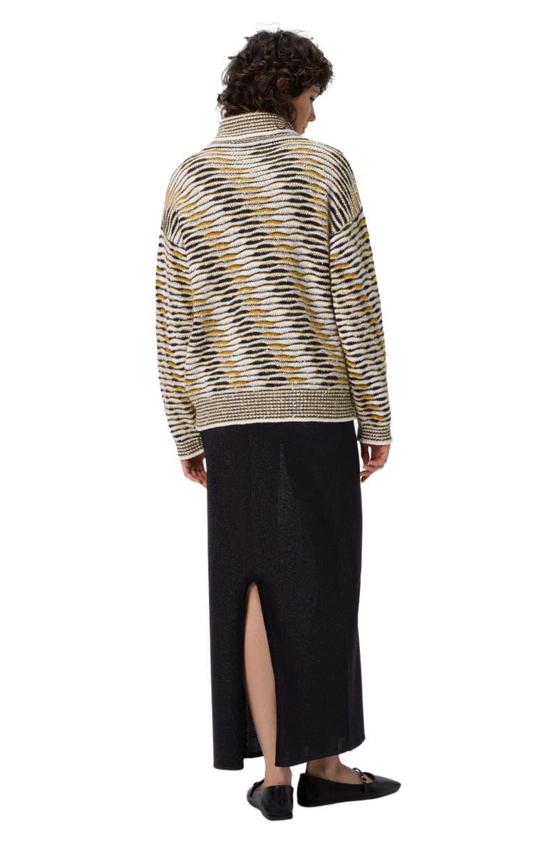 Missoni Oversized High-neck Sweater With Flame Pattern, Alternate, color, Yellow & Brown