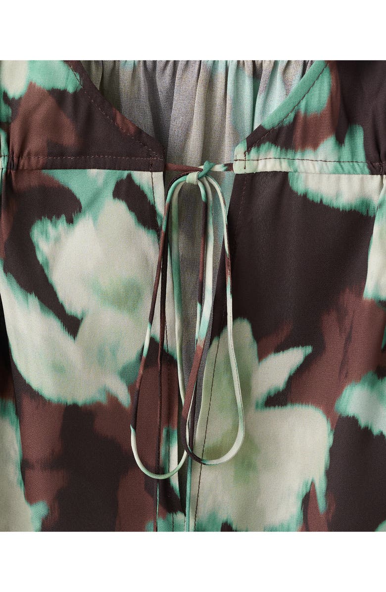 MANGO Floral Shirred Yoke Top, Alternate, color, Green