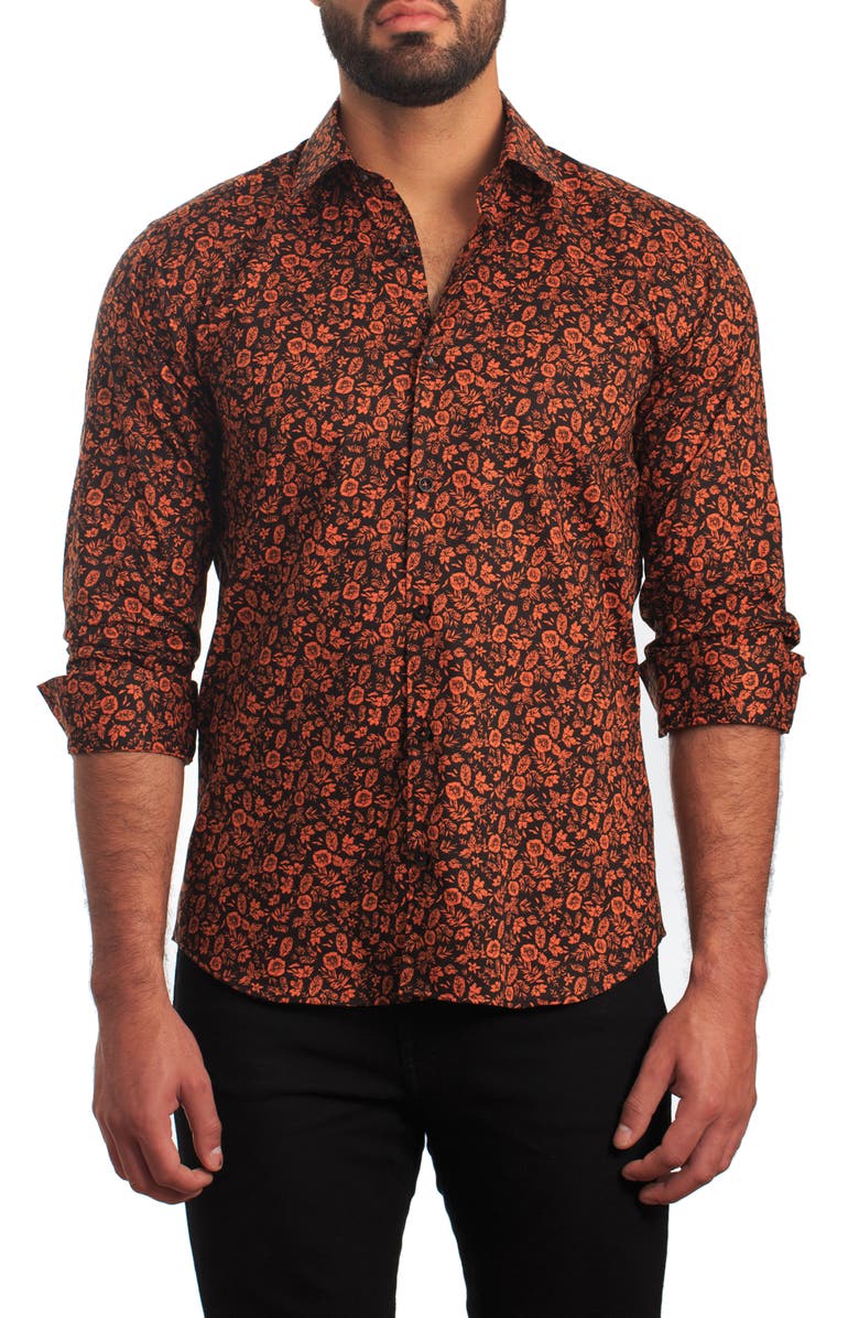 Jared Lang Trim Fit Floral Cotton Button-Up Shirt | Nordstrom