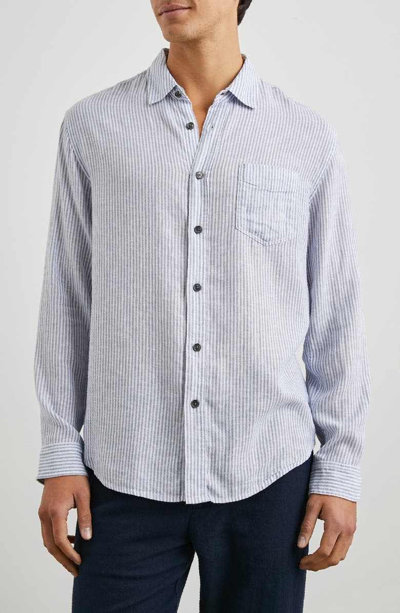 Rails Connor Stripe Linen Blend Button-Up Shirt, Main, color, 