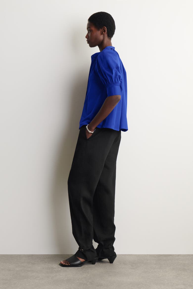 Smocked Puff-sleeve Blouse, Alternate, color, BLUE