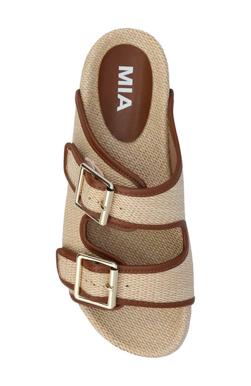 Mia Women's Gazell Double Buckle Slip-on Slide Sandals In Natural/brown