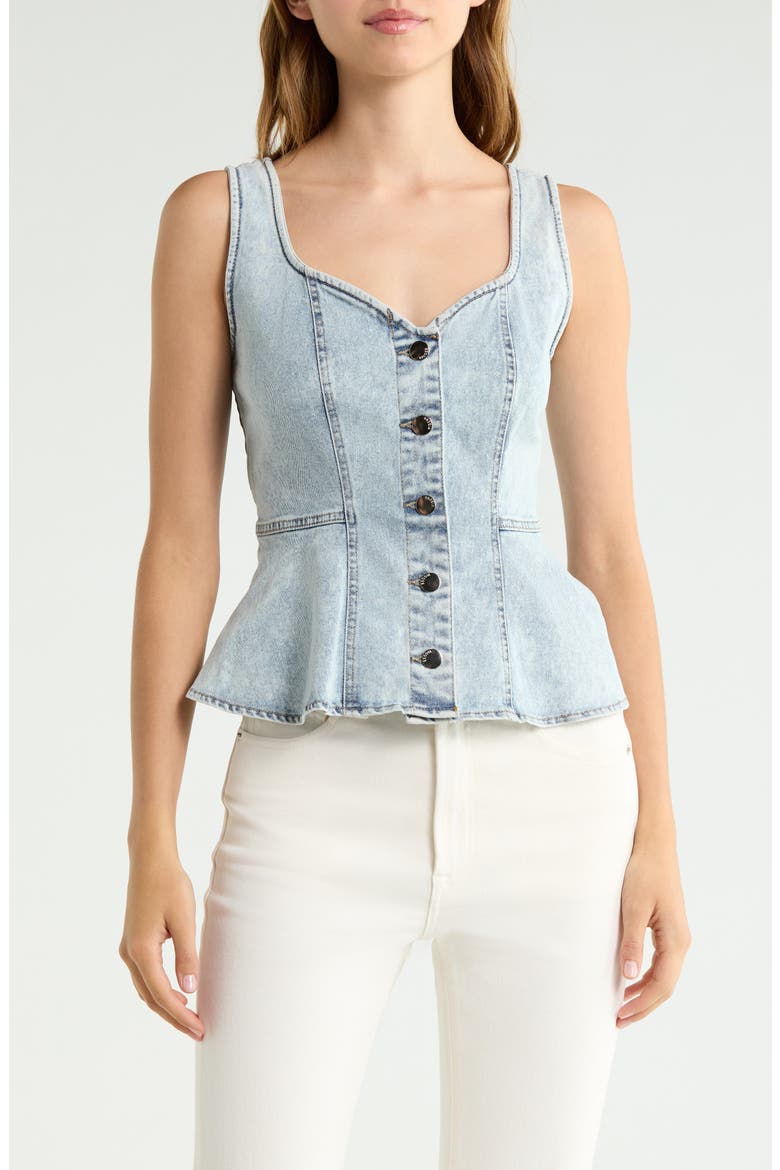 Peplum Denim Top, Main, color, LIGHT WASH