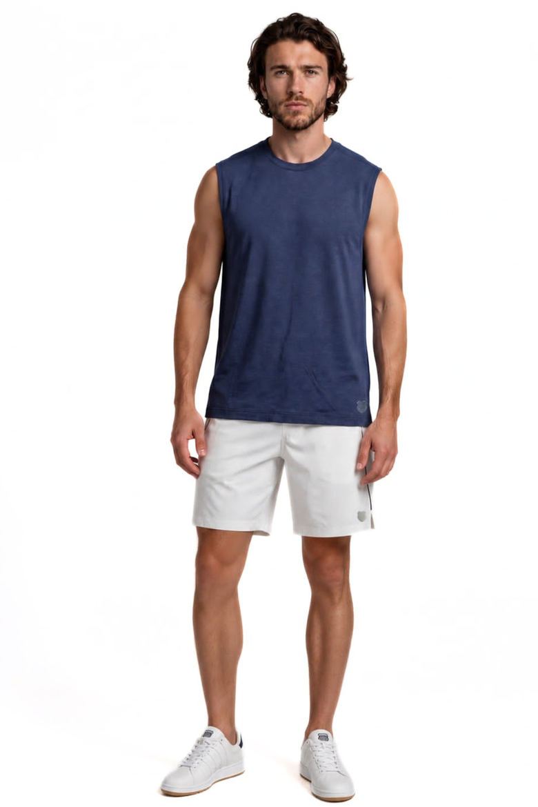 Performance Heathered Peached Jersey Muscle Tank, Alternate, color, Peacoat