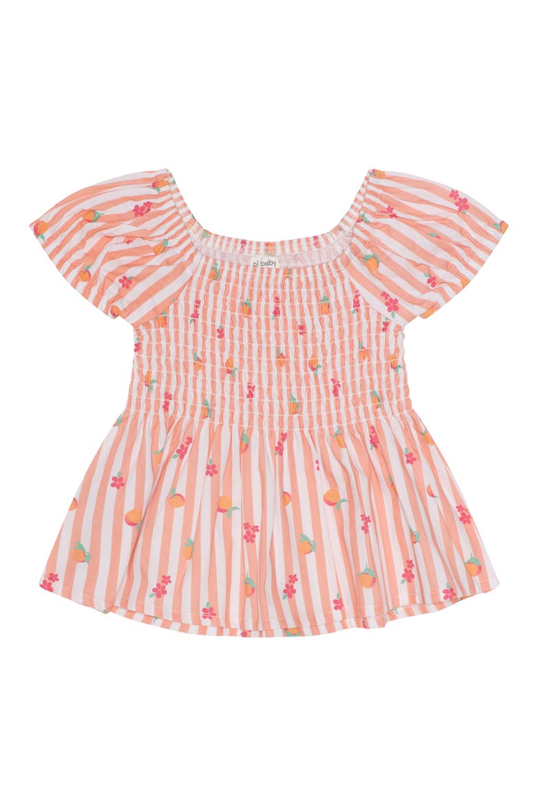 Stripe Woven Top, Shorts & Headband Set, Alternate, color, PEACHES